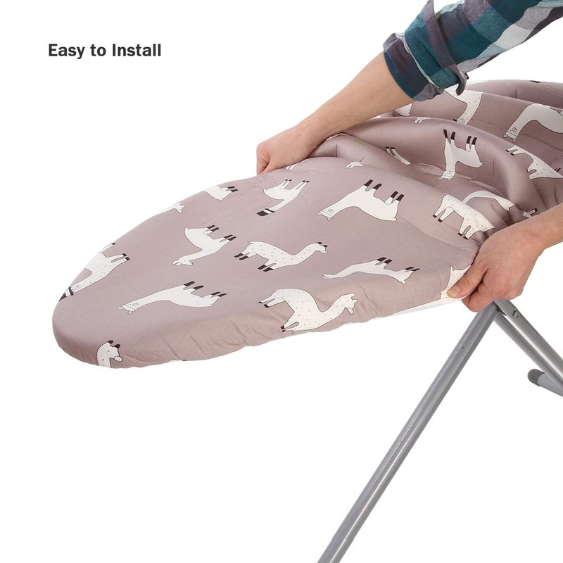 LCLW Ironing Board Cover and Pad Standard Size 15" x 54",3 Pairs of Hook and Loop Fastener Straps,Elastic Edges,Cotton Iron Board Cover with Scorch Resistant Thick Padding(Alpaca) - Image 5